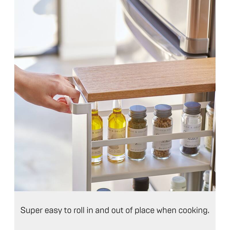 Yamazaki Home Slim Storage Cart, Steel, Holds 26.4 lbs, Minimal Assembly - L 18.7 x W 5.12 x H 31.69 inches
