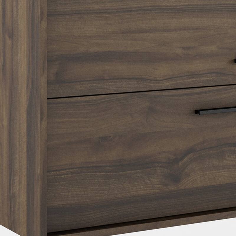 HomeRoots 32" Dark Brown Wood Floating Bathroom Vanity With White Sink And Two Drawers - 32.00 in. x 24.60 in. x 21.60 in.