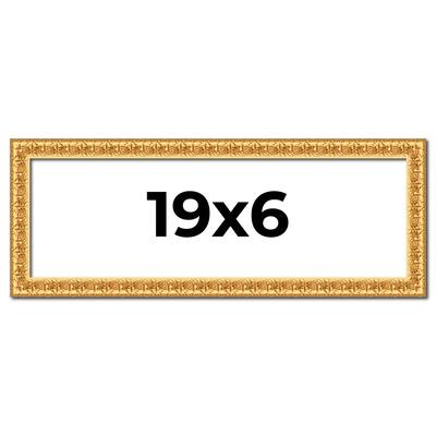 19x6 Frame Gold Real Wood Picture Frame Width 1 inches | Interior
