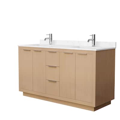 Maroni 60-Inch Light Straw Double Vanity, Cultured Marble Top