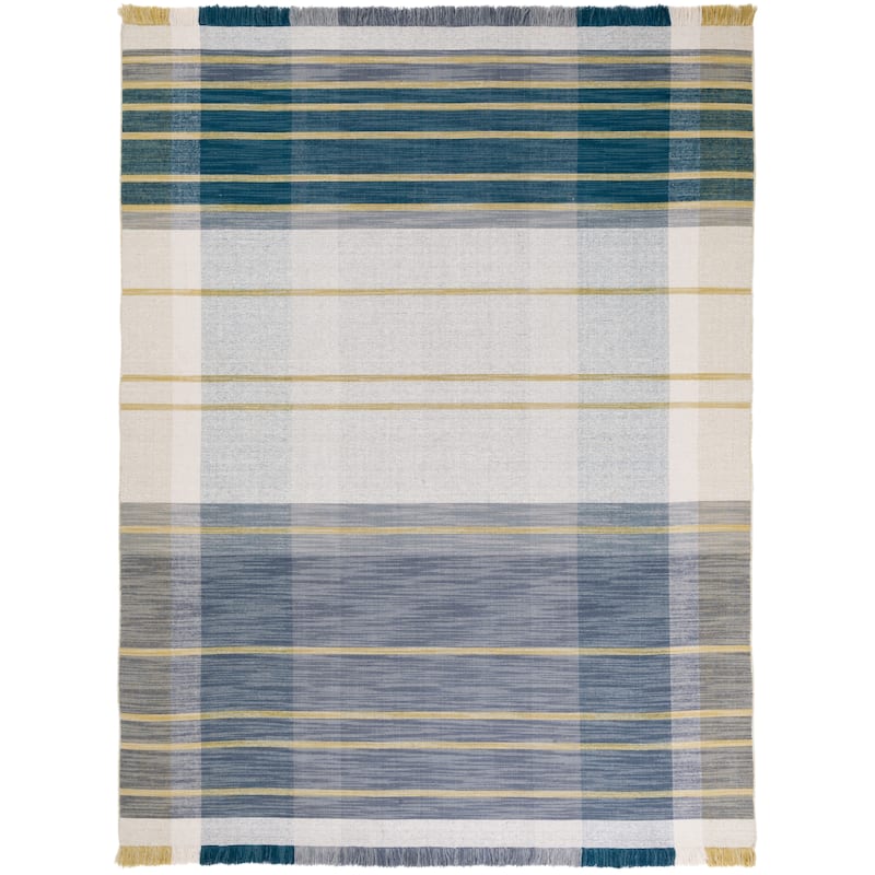 SAFAVIEH Striped Kilim Abilia Wool Fringe Rug - 8' x 10' - Beige/Teal