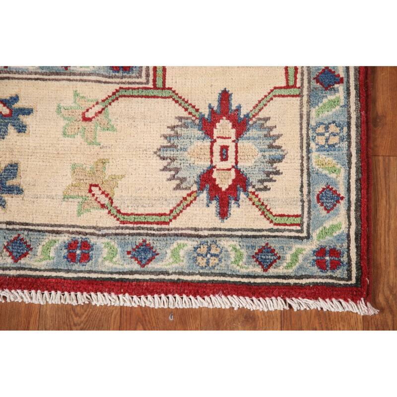 Traditional Kazak Area Rug Hand-Knotted Red Wool Carpet - 5'8" x 7'9"