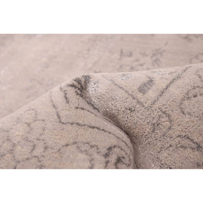 ECARPETGALLERY Hand-knotted Elysian Grey Viscose, Wool Rug - 7'11 x 11'2
