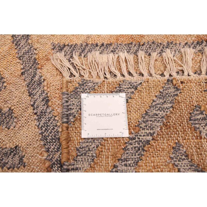 ECARPETGALLERY Flat-Weave Palas Denizli Tan Jute Kilim - 5'6 x 7'8