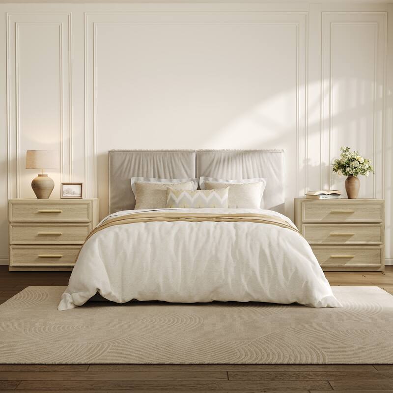 Gold-Accent 3-Drawer Nightstand: Multi-Use for Bedrooms, Guest Rooms & Dressers