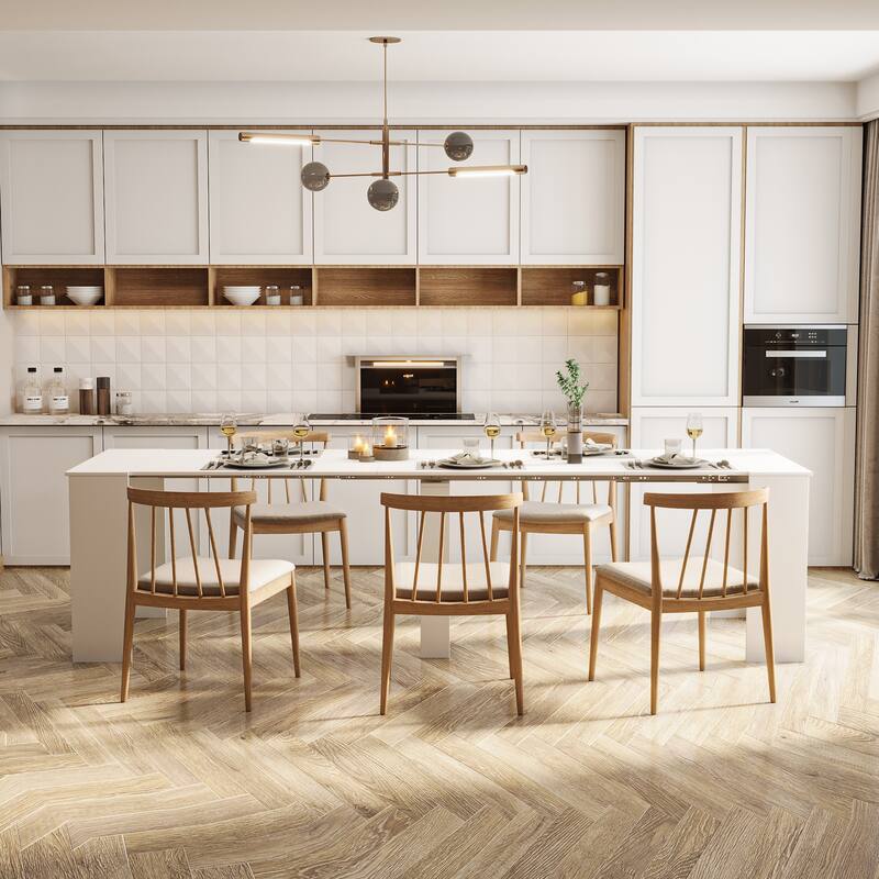 2 in 1 Multifunctional Extendable Console Table Dining Table for 4-8 People with 5 Different Size