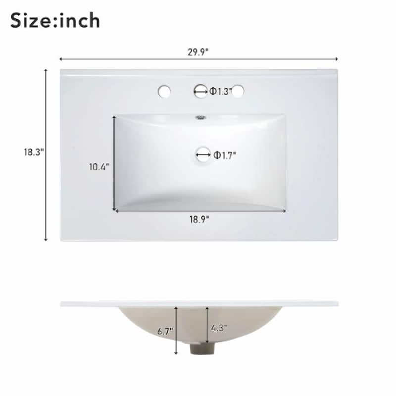 30" Bathroom Vanity with Handmade Rattan Doors - Natural Materials & Soft-Close Mechanisms