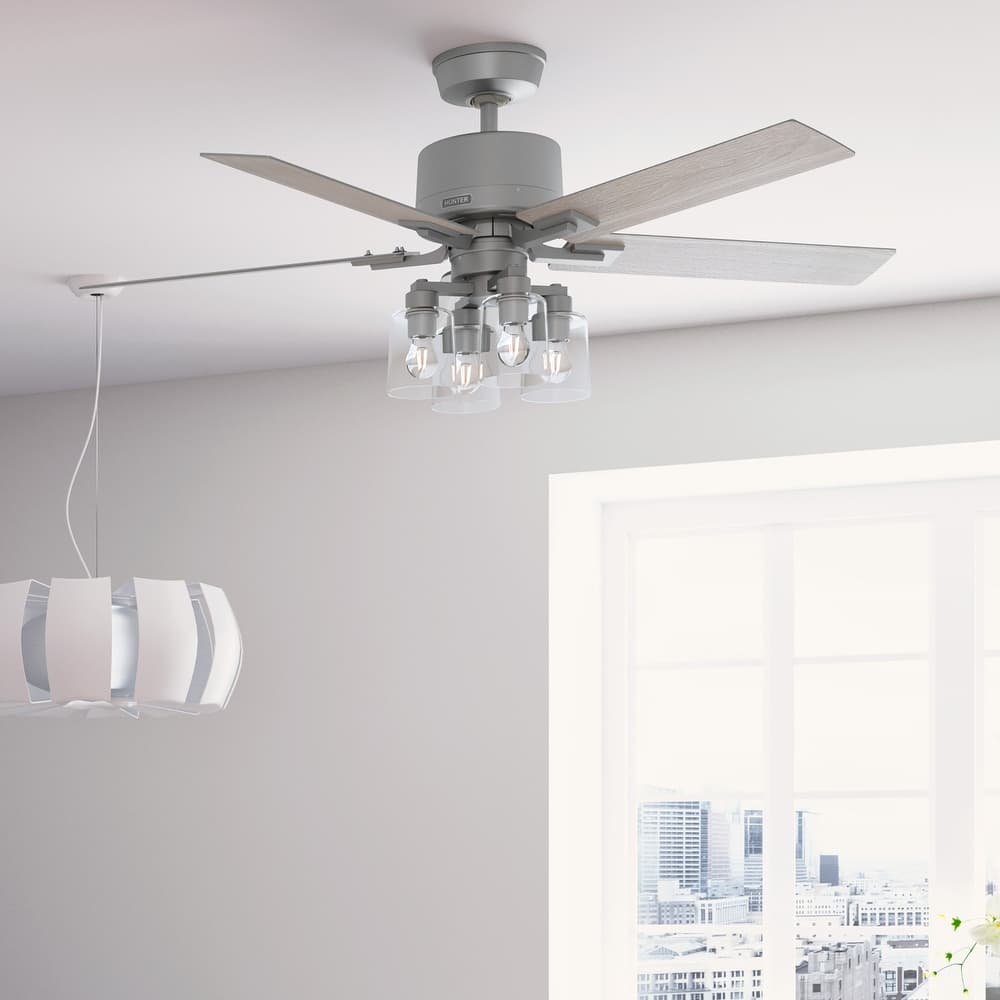 Hunter 52" WiFi Techne Ceiling Fan w/LED Light, Handheld Remote - Casual, Modern - Easy Installation! SMART FAN!