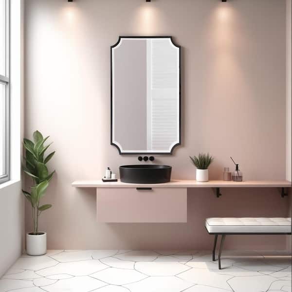 slide 2 of 10, Allan Andrews Rectangular Wall Mirror with Scooped Stainless Steel Frame - 24"W x 36"H Black