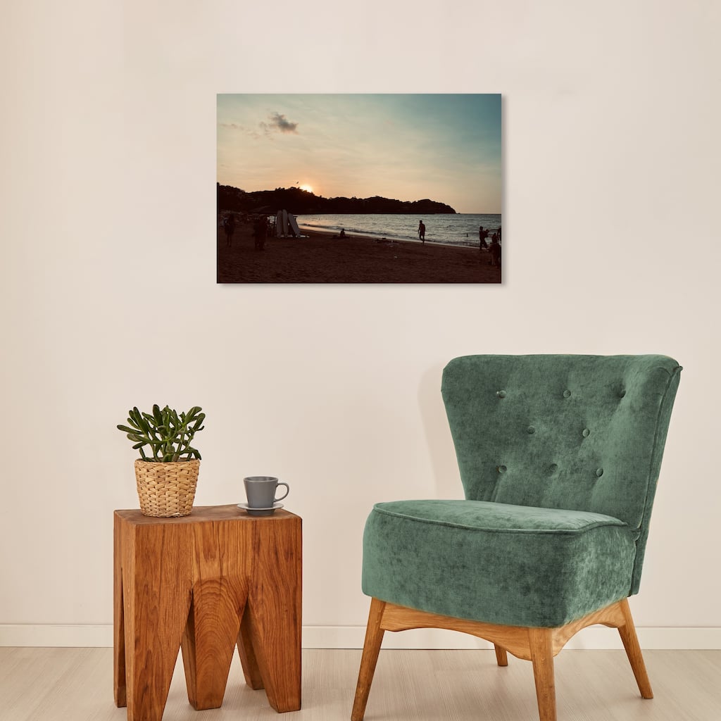 Wynwood Studio Canvas Nautical and Coastal Beach at Sundown Blue and Light Blue Nautical & Coastal Wall Art Canvas Print