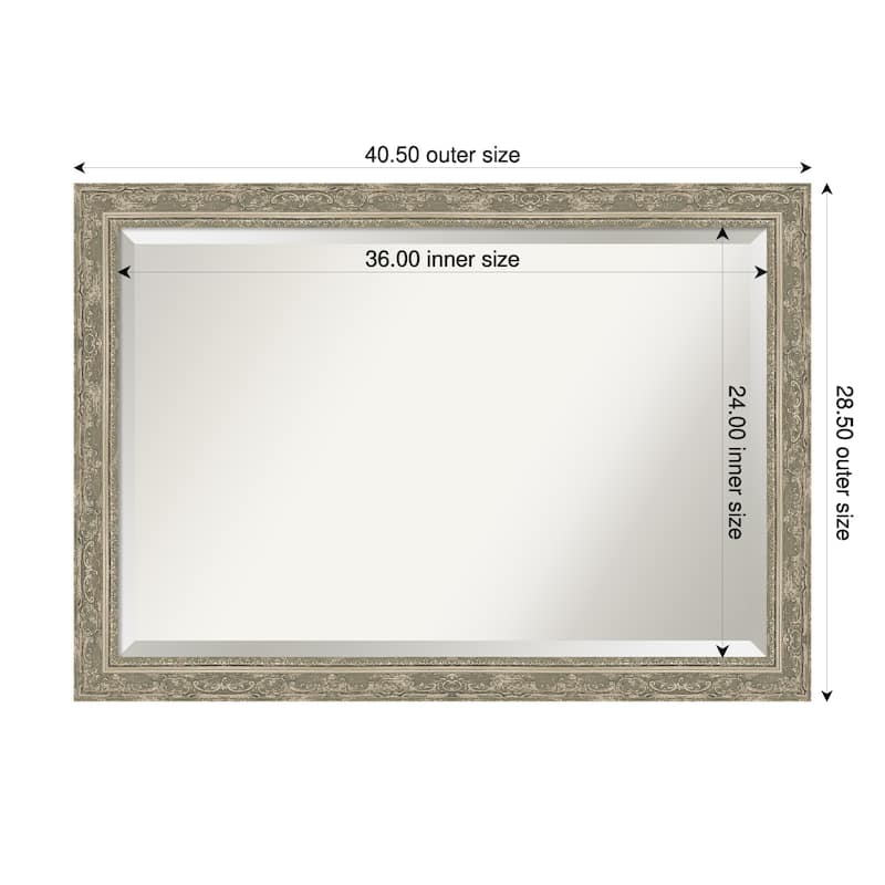 Filigree Beveled Framed Wall Mirror - 41 x 29 in - Filigree Silver