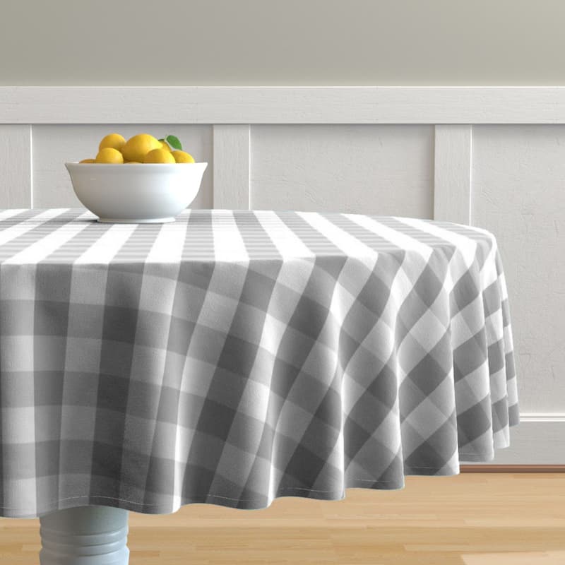 Fabstyles Country Check Cotton Tablecloth - Grey - 60 RD