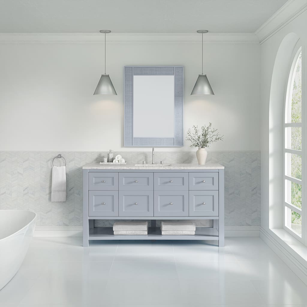 Breckenridge 60" S Vanity, Serenity Blue, w/FreePower Wireless Charger