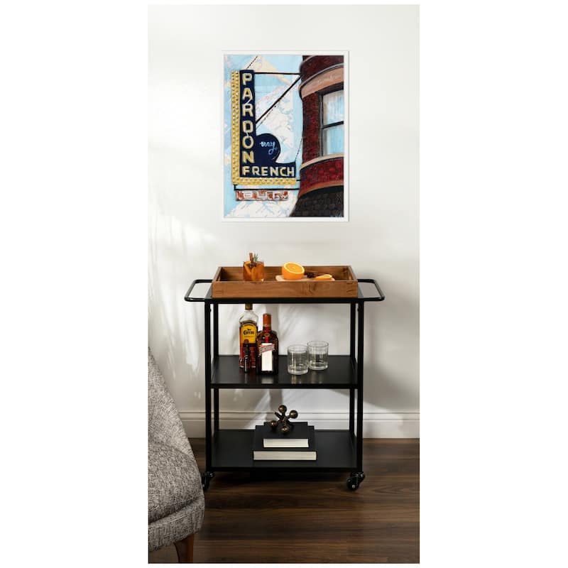 Kate and Laurel Pardon My French by Krista V. Allenstein Framed Canvas Wall Art Print