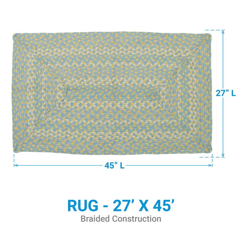 Park Designs Cozy Cottage Braided Blue Rectangle Indoor Rug 27" x 45" - 2'3"x3'9"