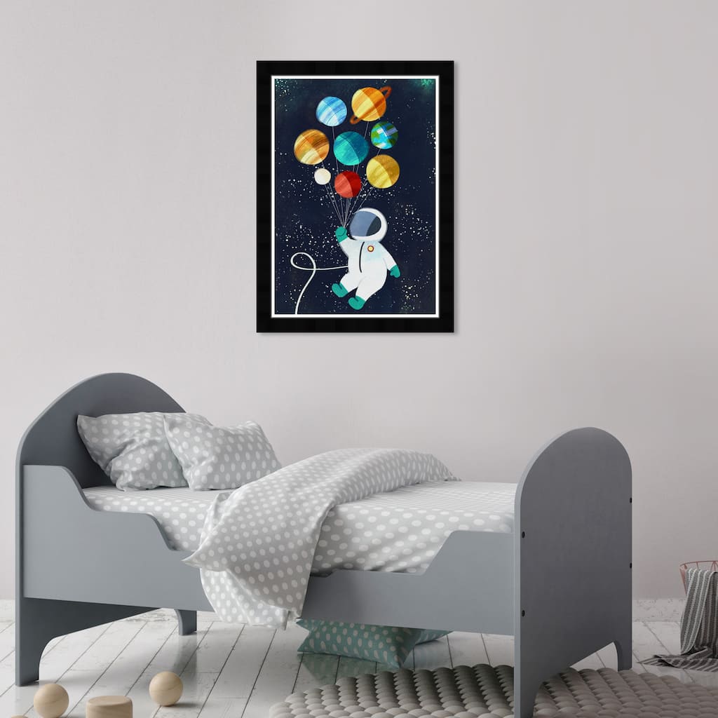 Olivia's Easel 'Space Kid' Kids Wall Art Framed Print Black, Yellow