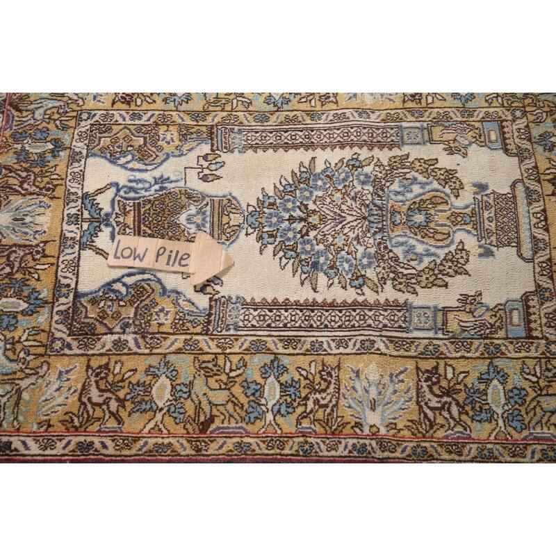 Animal Pictorial Qum Persian Accent Rug Handmade Wool Carpet - 2'7" x 3'6"