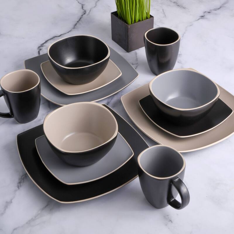 Gibson Soho Lounge Square 16pc Dinnerware Set - Matte Finish
