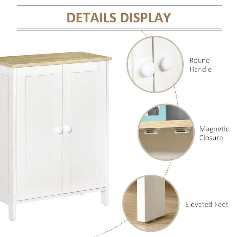 Storage Cabinet, Double Door Cupboard with 2 Adjustable Shelves