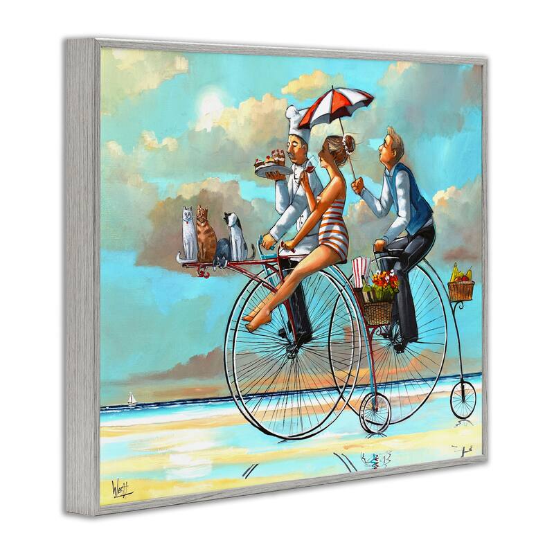 Stupell Woman & Butler Bicycle Ride Framed Giclee Art Design By Ronald West