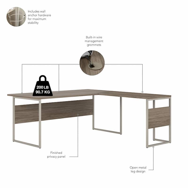 Hybrid 72W x 36D L Shaped Table Desk by Bush Business Furniture