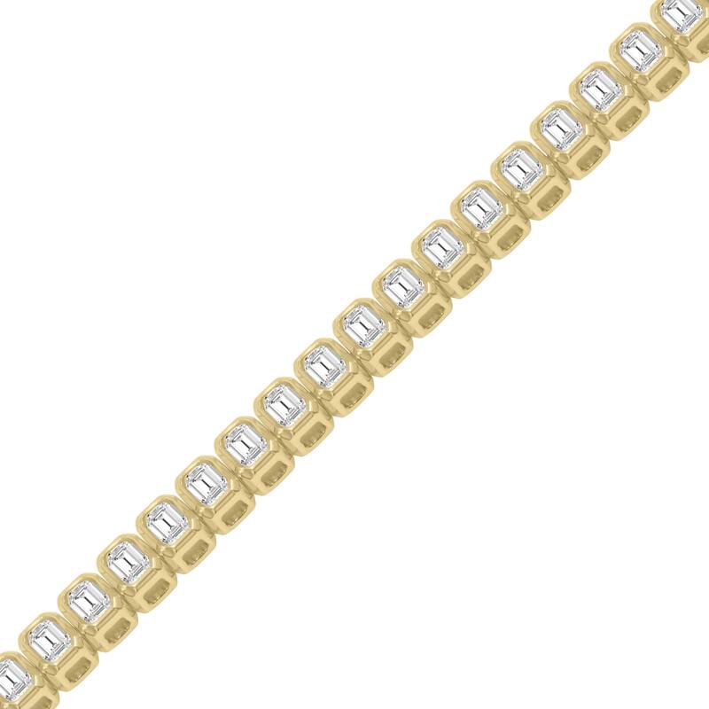 Marquee 5 Carat TW Emerald Cut Lab Grown Diamond Bezel Set Bracelet in 14K Yellow Gold