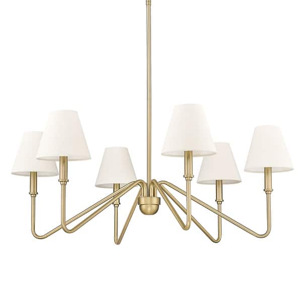 slide 2 of 9, Golden Lighting 3690-6 IL Kennedy 6 Light 35" Wide Chandelier Brushed Champagne Bronze / Ivory Linen Shades
