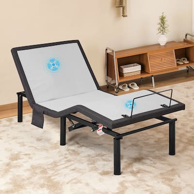 Twin XL Size Steel Frame Adjustable Foldable Bed with Massage and USB Ports (850lb Capacity)