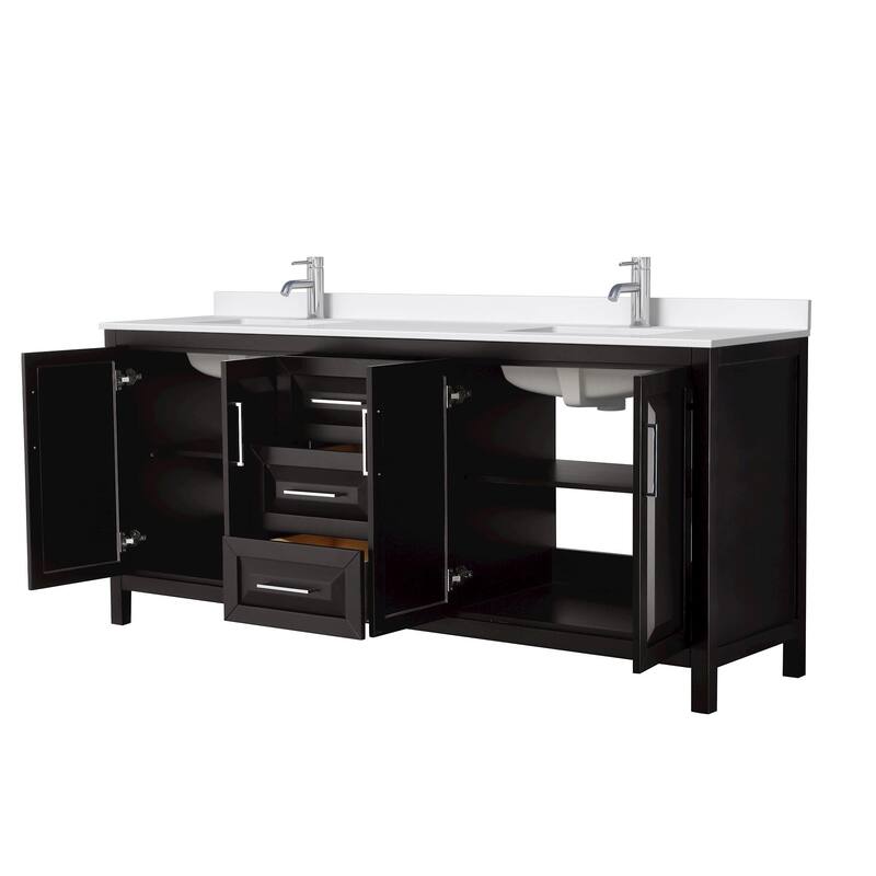 Daria 80-inch Double Vanity, Single Hole Quartz Top