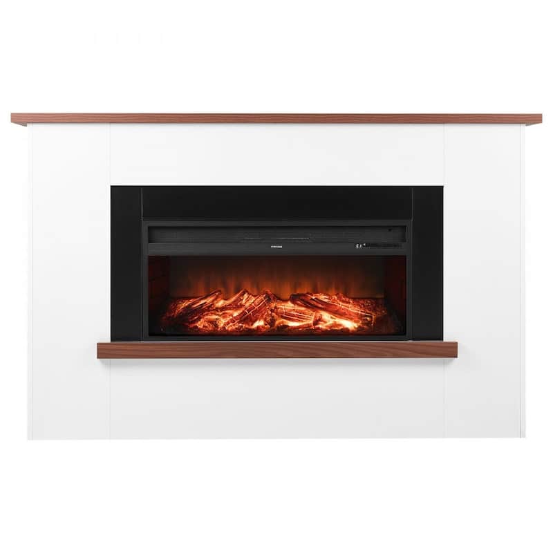 1500W Electric Fireplace Heater with Adjustable Flame Brightness and Infrared Heat Remote Control