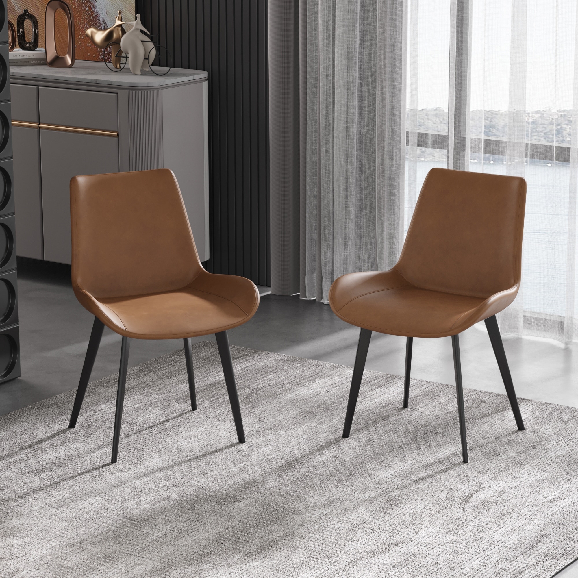 Leather bucket online dining chairs