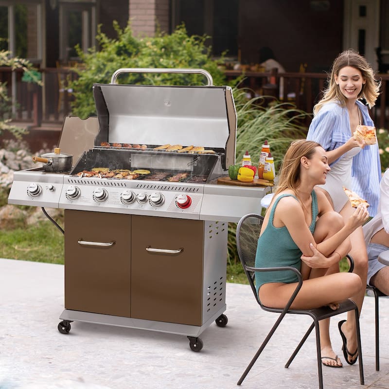 Royal Gourmet 5-Burner Cabinet Style Gas Grill with Side Burner