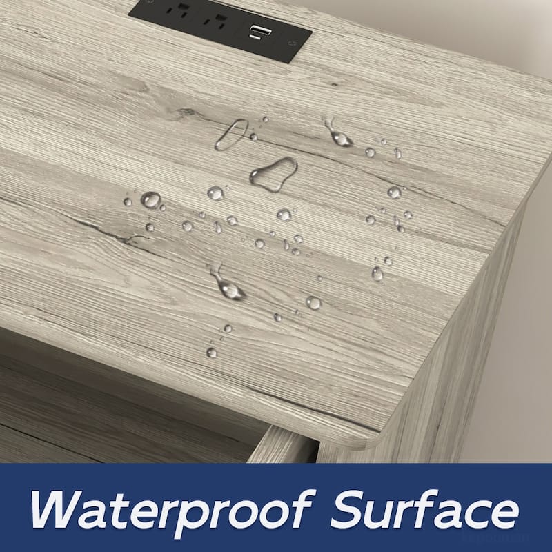 Nightstand with Charging Station,2 USB,Type C,Drawer,Adjustable Shelf