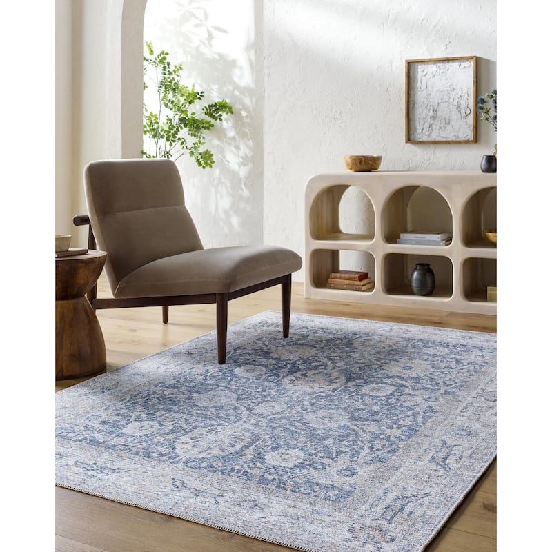 Livabliss Transitional Vinny Medallion Washable Area Rug - 2' x 2'11" - Blue
