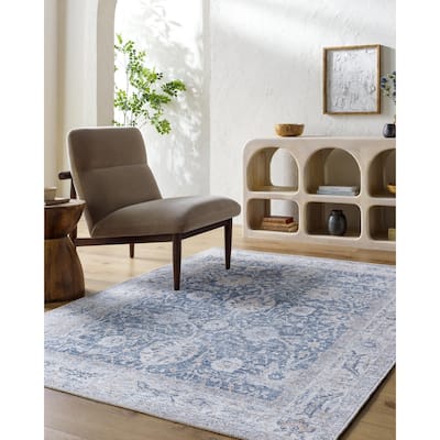 Livabliss Transitional Vinny Medallion Washable Area Rug