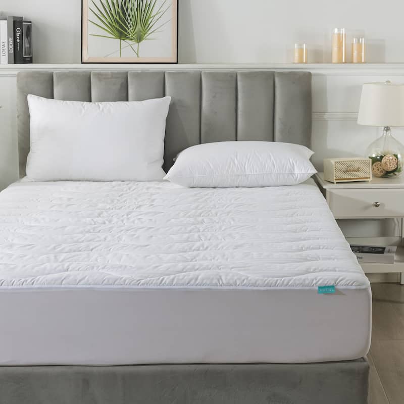 Waverly Waterproof Wave Stitched Mattress Pad - White