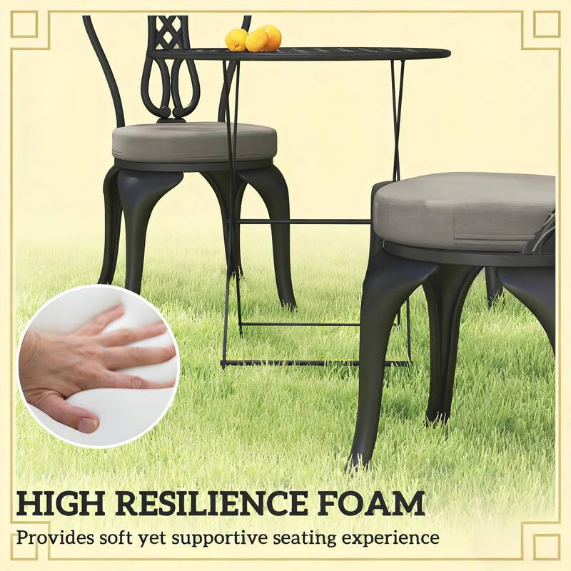 GDFStudio - Round Outdoor Bistro Chair Cushions with Foam Padding ( Set of 4 )