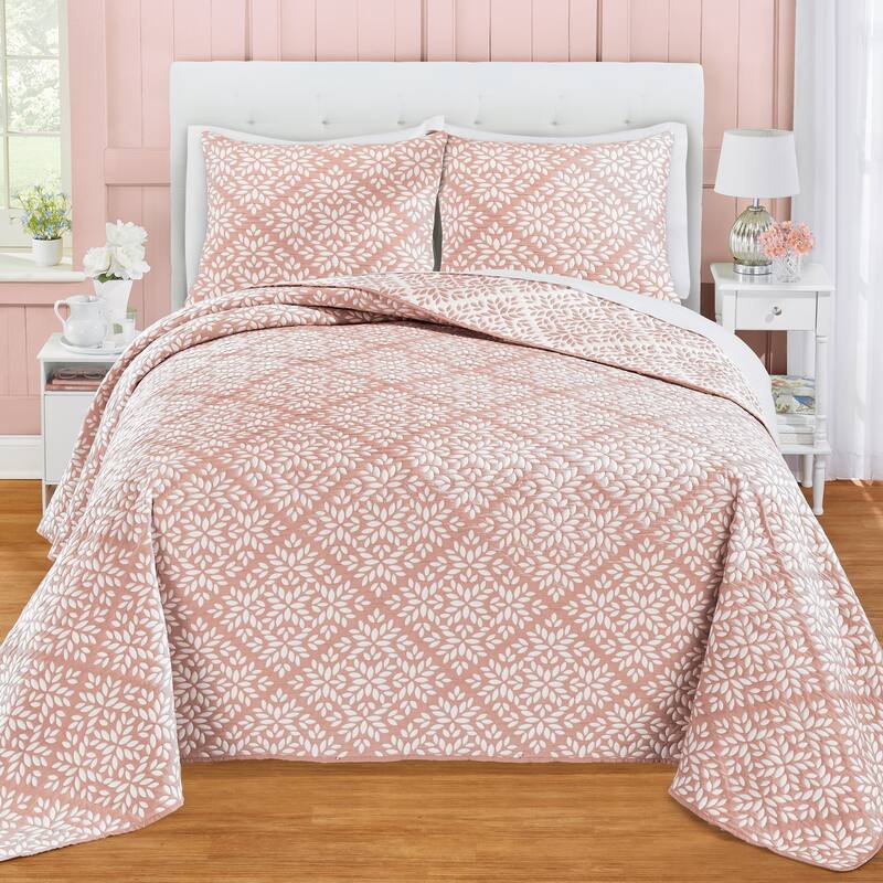 Reversible Textured Woven Jacquard Pattern Bedspread
