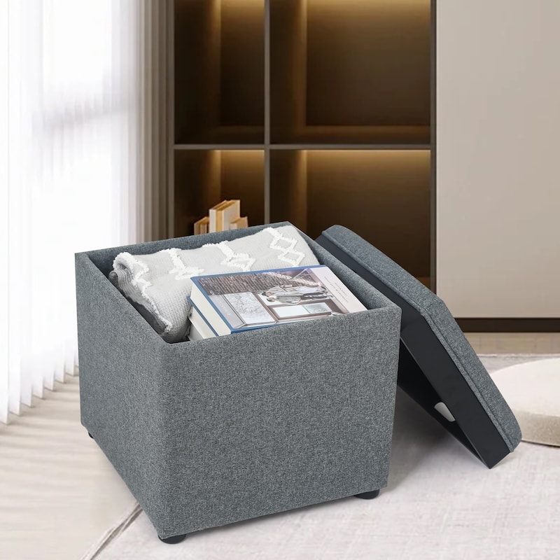 Adeco Storage Ottoman With Tray