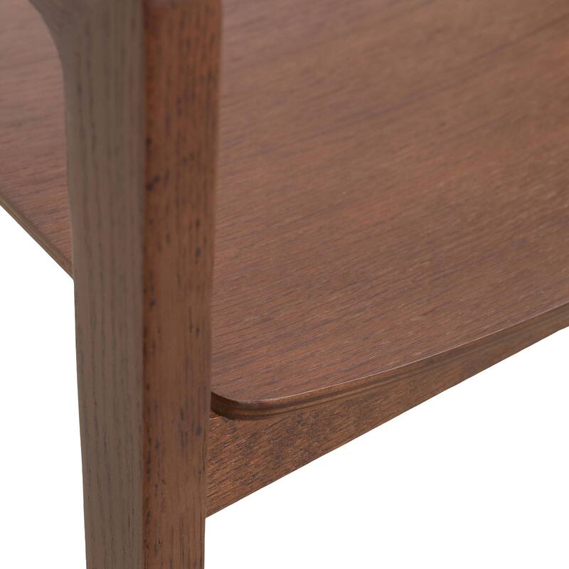 Dining Chair in Oak Wood with Open Back Design and Armrests Set of 2 Rivo Series