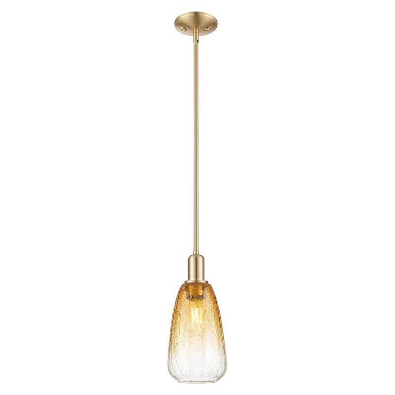 Innovations Lighting Downtown Urban - Brookhaven Almond - 1 Light 6" Stem Hung Mini Pendant - Champagne Bronze/Amber Shade