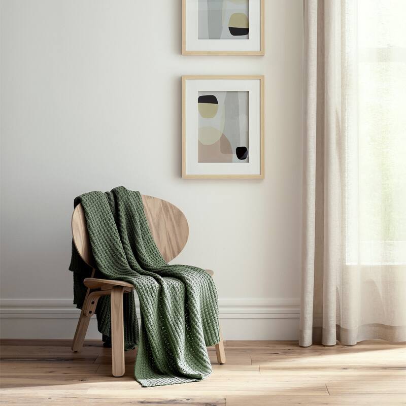 Truly Soft Chunky Knit Organic Throw Blanket - Green