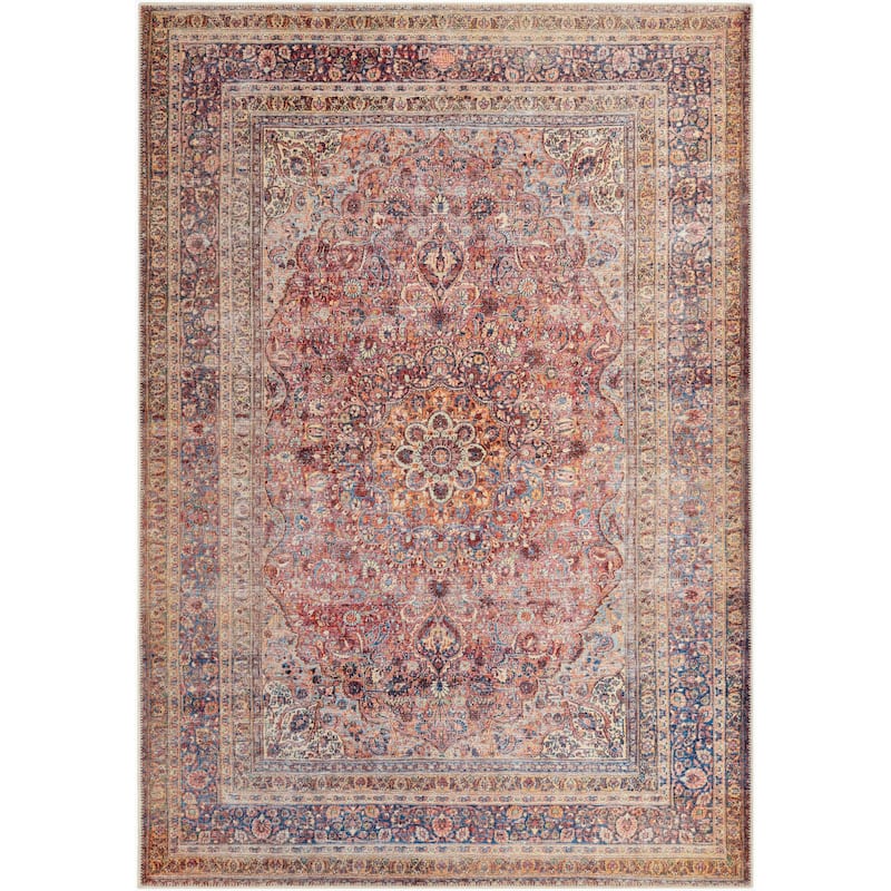 Livabliss Traditional Amelie Medallion Washable Area Rug