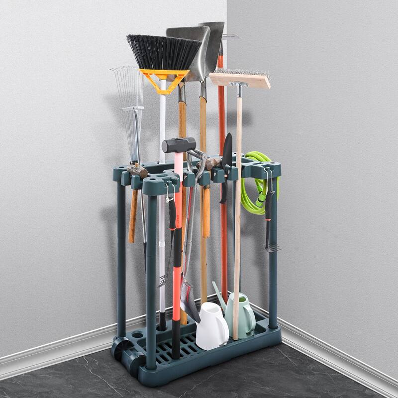 Polypropylene 10 Slots Garden Tool Organizer Tower Rack Ideal for Garage Organization and Storage - 20.5 x 38 x 34.4 in