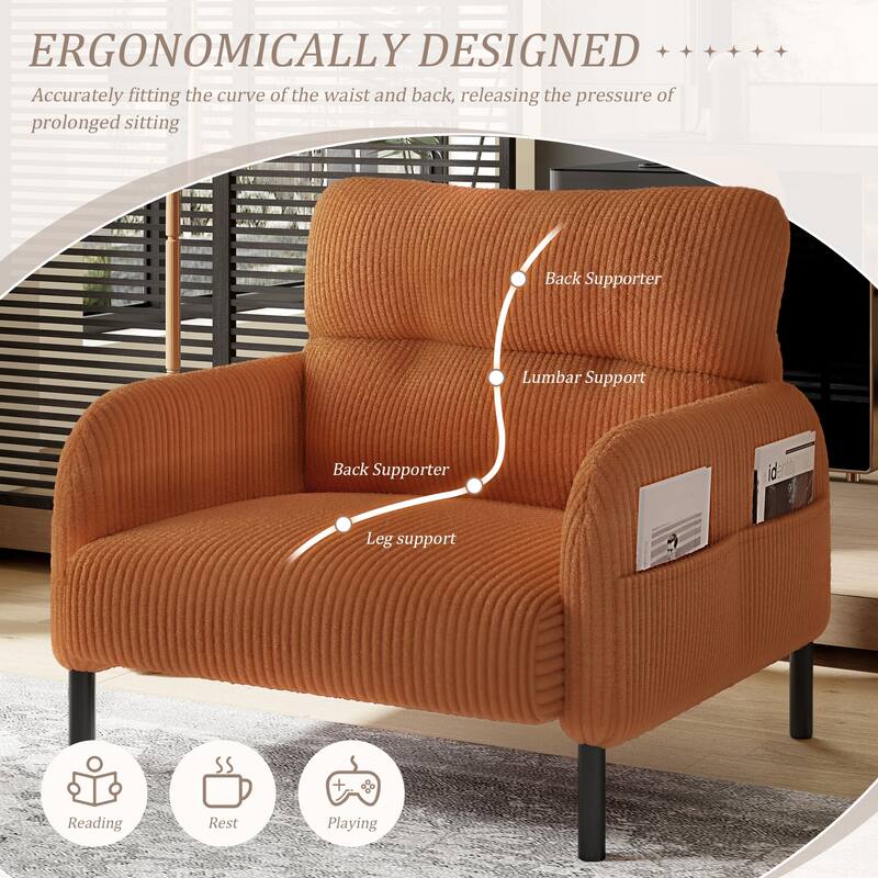 Orange Side Chair Accent Chair Office Chair, Comfortable Coffee Chair Lobby Chair Padded Chair Sofa Chair