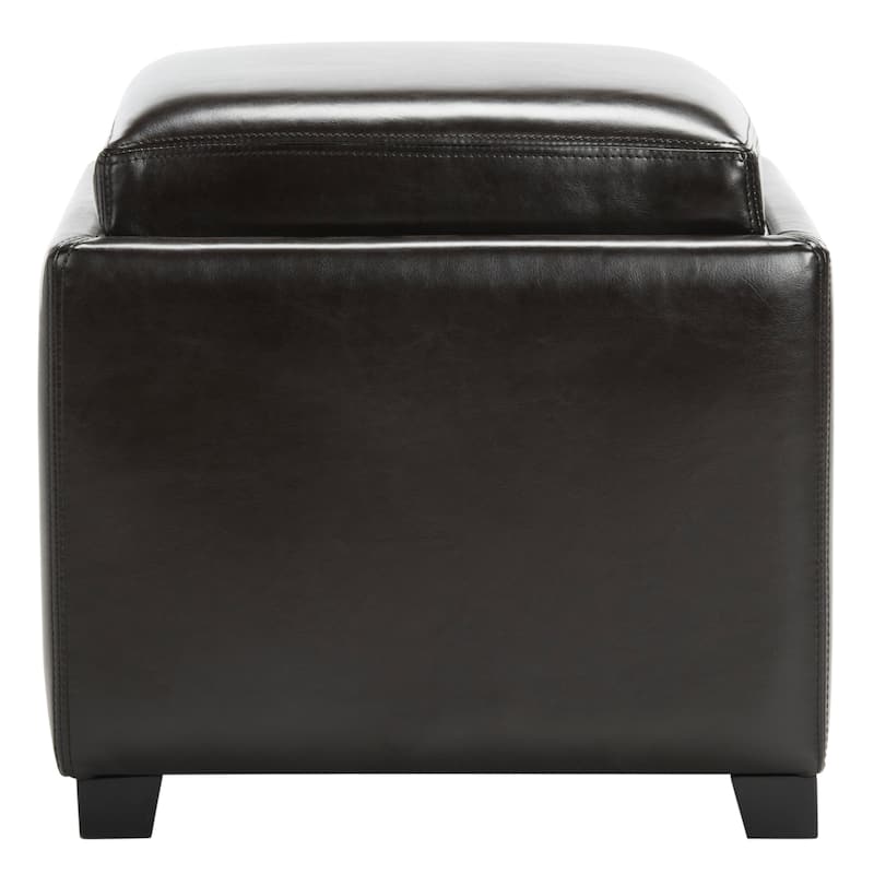 SAFAVIEH Tamie Tray Cordovan Leather Storage Ottoman - Brown
