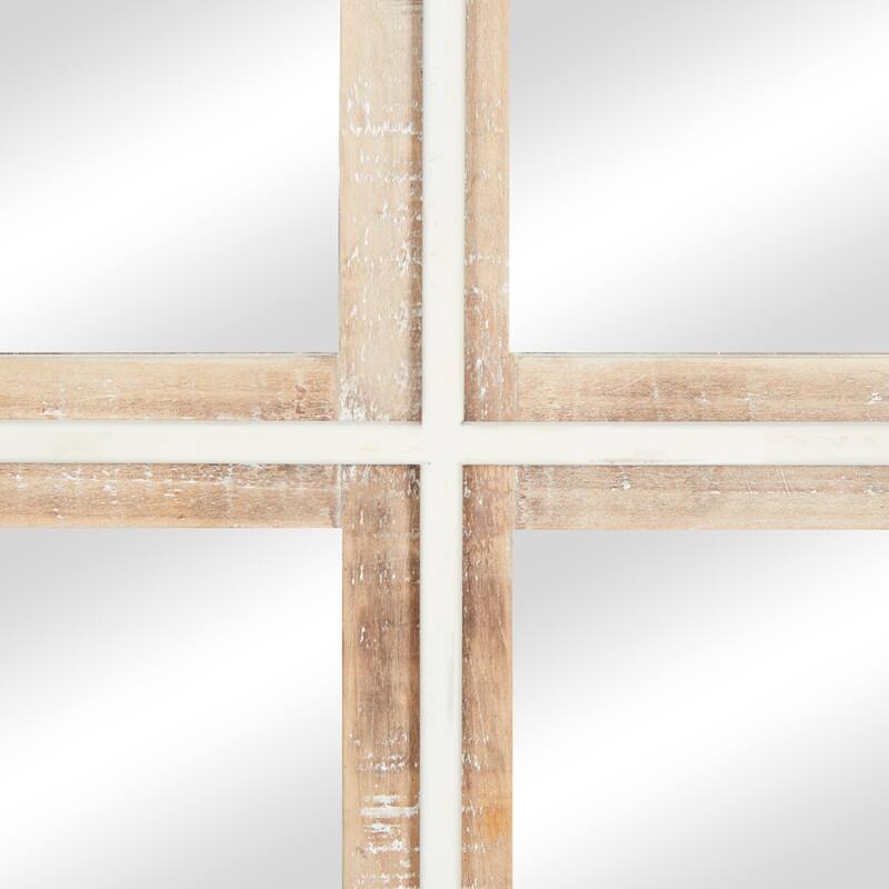 Brown Wood Rustic Wall Mirror 35 x 32 x 1 - 32 x 1 x 35