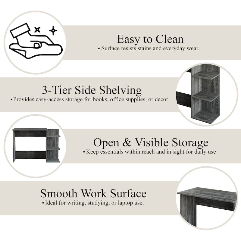 CraftPorch Classic 43 Inch Writing Desk with 3- Open Shelf