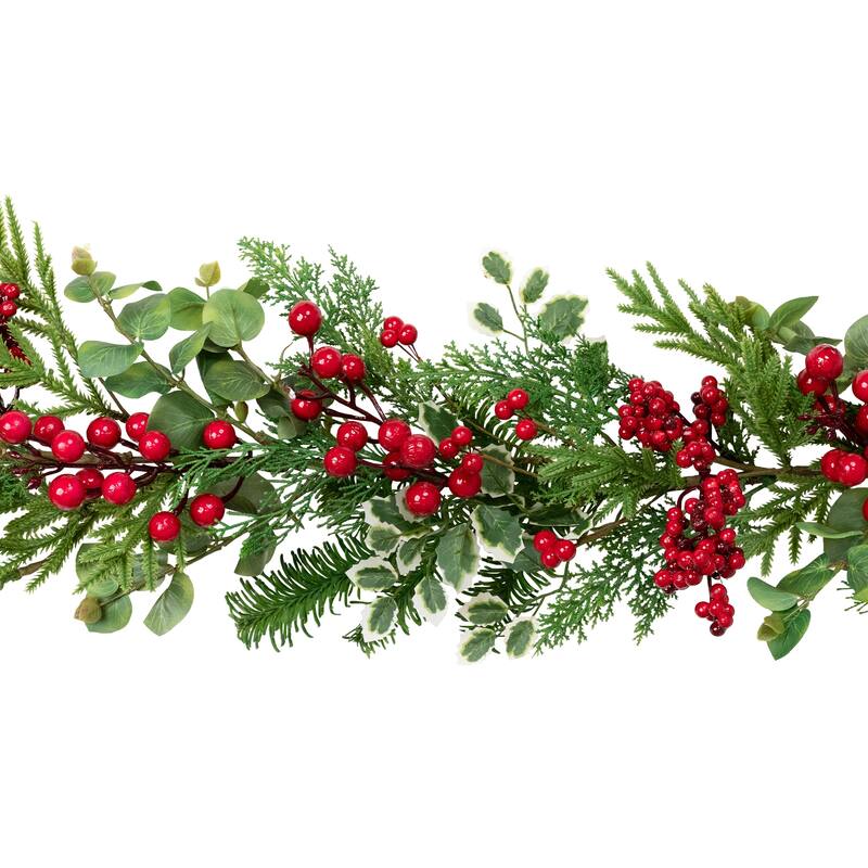 Mixed Pine Cedar and Berries Artificial Christmas Garland - 5' - Unlit