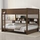 preview thumbnail 2 of 32, Queen over Queen Wood Bunk Bed with Storage Cabinets and USB Ports,Vintage Modern Design